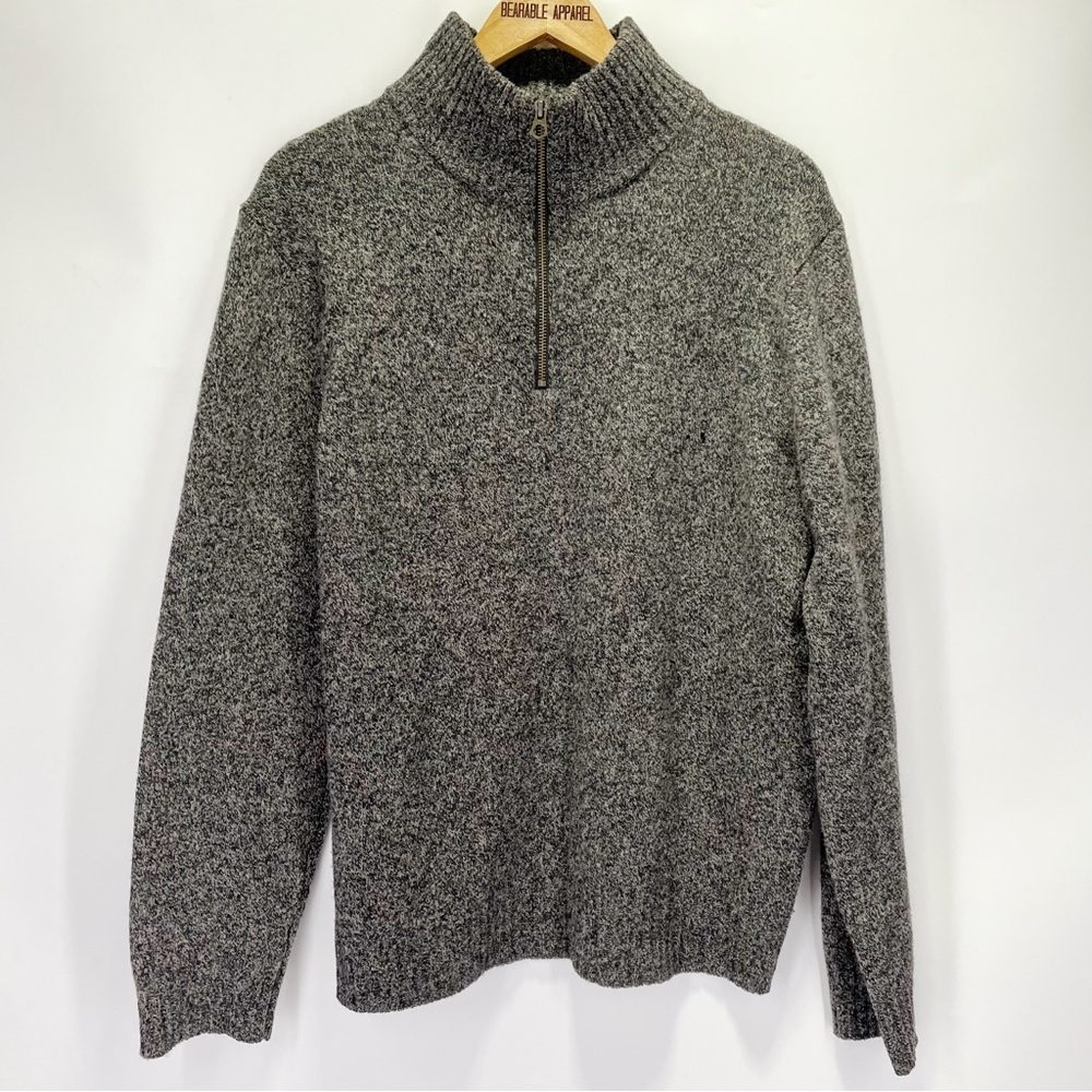 J. Crew 100% Lambswool Marled Knit Slim Fit Quarter Zip Pullover Sweater 1/4